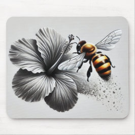 Mousepad Visão macro detalhada de uma abelha de mel