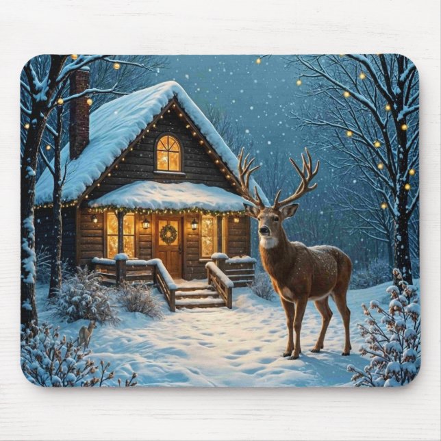 Mousepad Visita de Natal Nevado do Grande Buck (Frente)