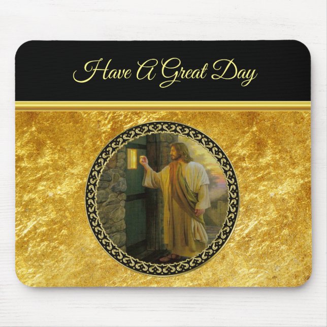 Mousepad Visitação ao amanhecer Jesus batendo em uma porta  (Frente)