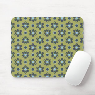 Mousepad Visitas Azuis e Pretas Retrotraídas no Padrão Flor