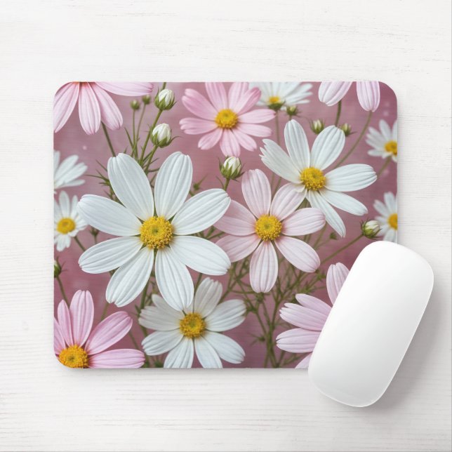 Mousepad Visitas Brancas e Rosa (Com mouse)