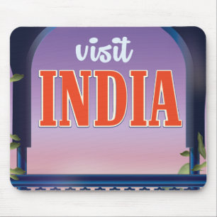Mousepad Visite a Índia Impressão de viagem vintage.