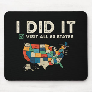Mousepad Visitou todos os 50 estados dos EUA - Mapa de viag