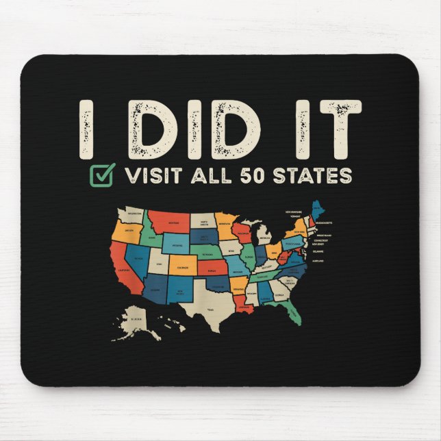 Mousepad Visitou todos os 50 estados dos EUA - Mapa de viag (Frente)
