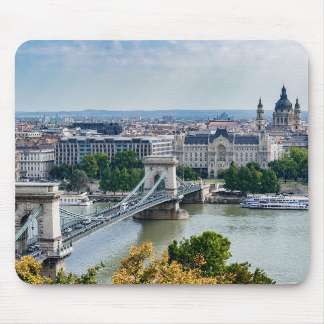 Mousepad Vista aérea da Cadeia Bridge em Budapeste, Hungria (Frente)