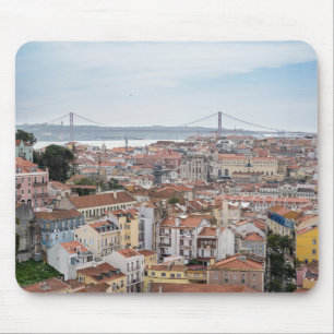Mousepad Vista da antiga cidade de Lisboa e 25 da ponte de