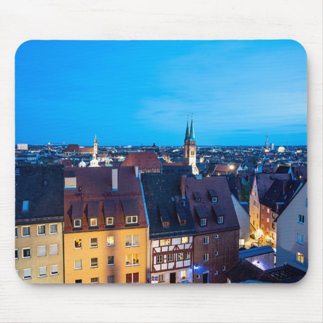 Mousepad Vista da cidade antiga de Nuremberga à noite (Frente)