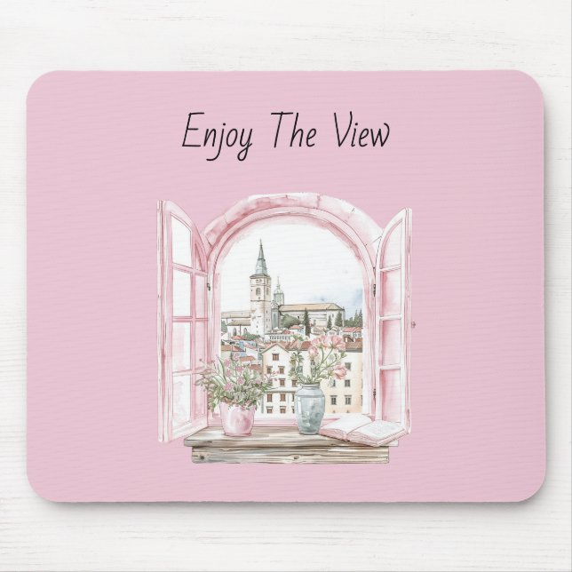 Mousepad Vista da Cidade da Janela Rosa (Frente)