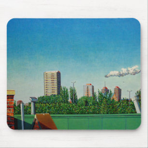 Mousepad Vista da cidade de colocação em latas
