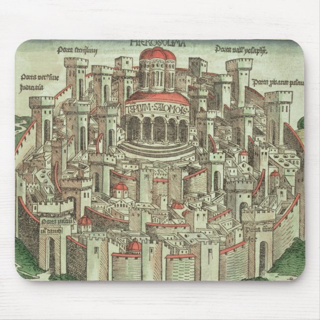 Mousepad Vista da cidade murada de Jerusalem que mostra o T (Frente)