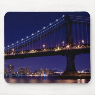 Mousepad Vista da ponte de Manhattan na noite