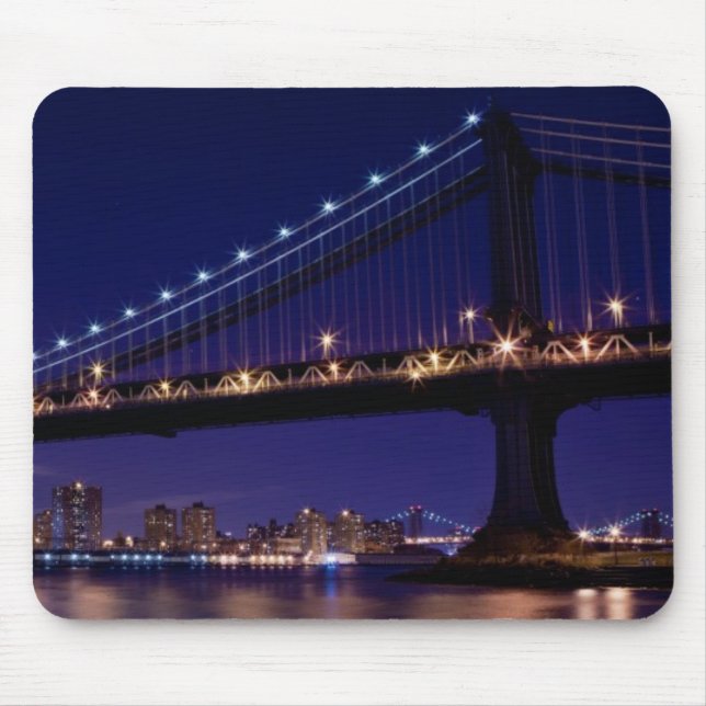 Mousepad Vista da ponte de Manhattan na noite (Frente)