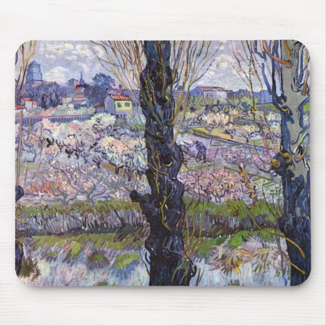 Mousepad Vista de Arles Jardim Florido de Van Gogh (Frente)