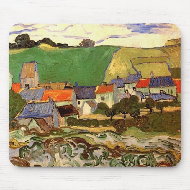 Mousepad Vista de Auvers por Vincent van Gogh (Frente)