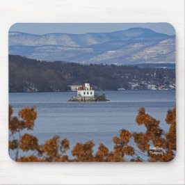 Mousepad Vista de inverno do farol de Esopus Meadows