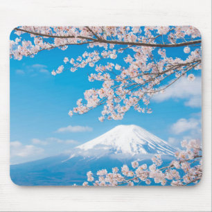 Mousepad Vista de Monte Fuji com flores de cerejeira