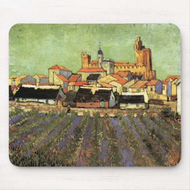Mousepad Vista de Saintes Maries por Vincent van Gogh (Frente)