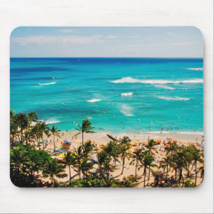 Mousepad Vista Elevada da Cena da Praia de Waikiki, Honolul