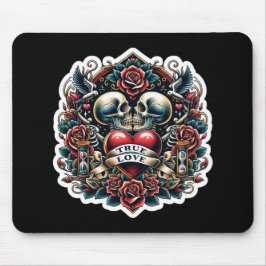 Mousepad Visual de Tatuagem de Coração de Esqueleto do Amor