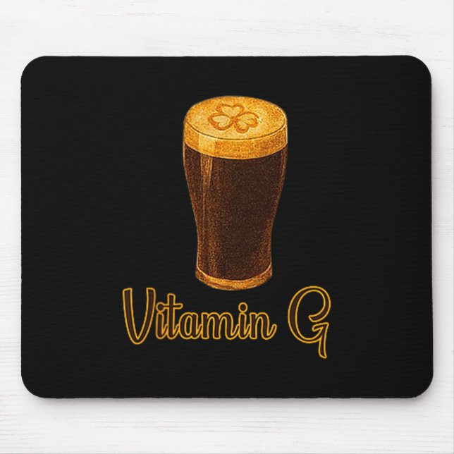 Mousepad Vitamin Beer Lucky Shamrock Funny Patrick’s Day Me (Frente)
