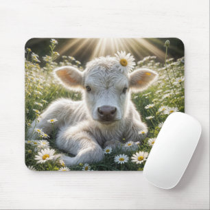 Mousepad Vitelo Branco Em Daisy Meadow