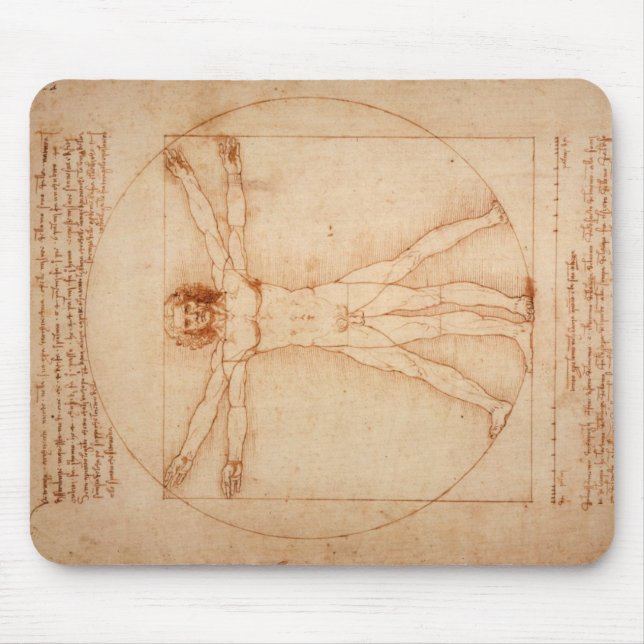 Mousepad Vitruvian Man por Leonardo da Vinci (Frente)