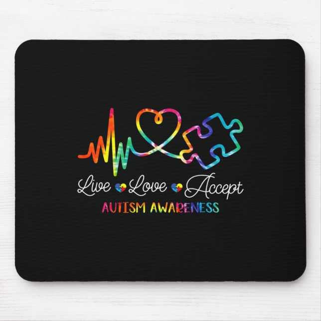 Mousepad Viva Amar Aceitar Conscientização do Autismo Tie D (Frente)
