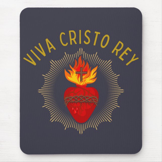 Mousepad Viva Cristo Rey Cristeros Católicos Sagrados (Frente)