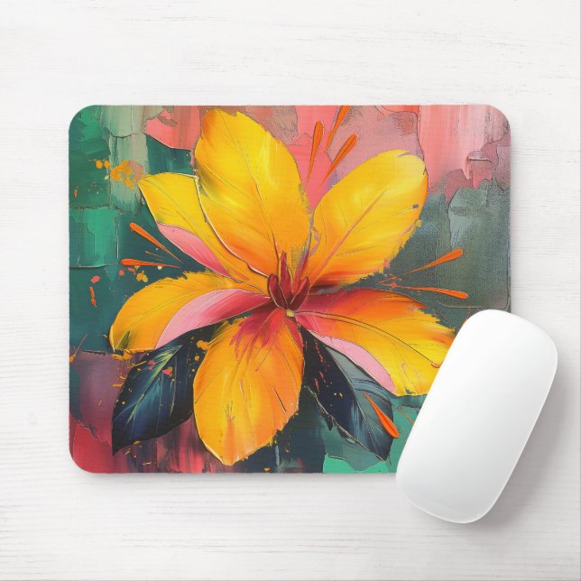 Mousepad Vívido Florescer – Arte de Explosão Floral Abstrat (Com mouse)