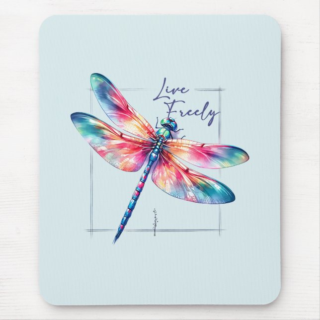 Mousepad Vivo Livremente - Inspiração Colorida Dragonfly (Frente)