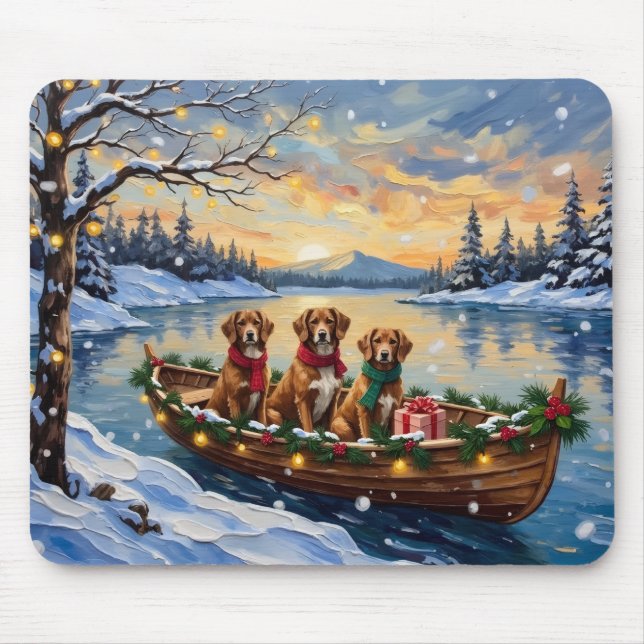 Mousepad Vizsla Christmas Boat Holiday (Frente)