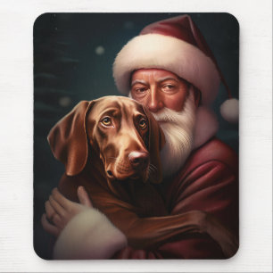 Mousepad Vizsla com Papai Noel Natal Festivo