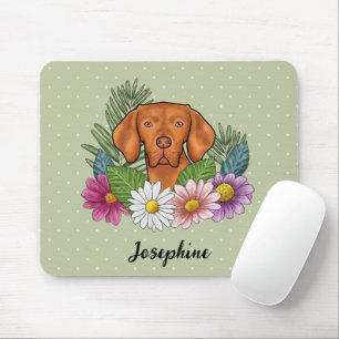Mousepad Vizsla Húngaro Com Flores Coloridas E Nome