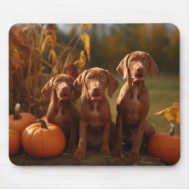 Mousepad Vizsla Puppy Autumn Delight Pumpkin (Frente)