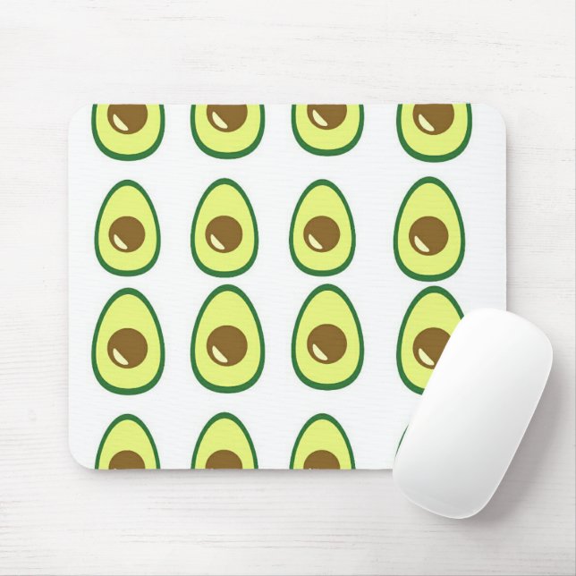 Mousepad Vocado verde fatiado em branco (Com mouse)