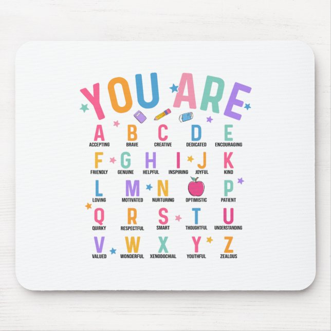 Mousepad Você É Letras Alfabeto Aprenda Abcs Inspiração Te (Frente)