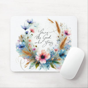 Mousepad Você é o Deus que Fica, floral aquarela