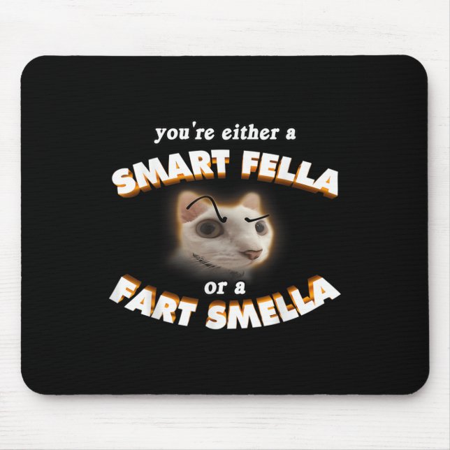 Mousepad Você É Um Gato Esperto Ou Um Fart Smella Meme (Frente)