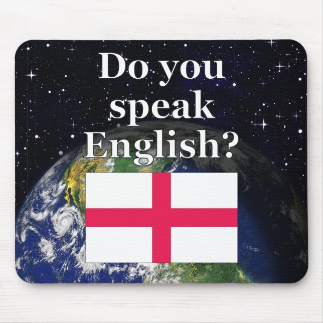 Mousepad Você fala inglês? em inglês. Sinalizador e Terra (Frente)