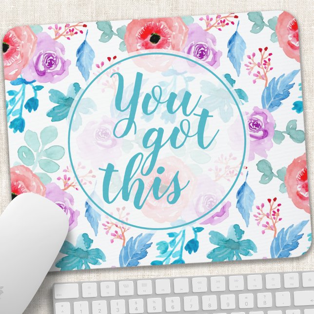 Mousepad Você Recebeu Esta Citação Motivacional Floral (Criador carregado)