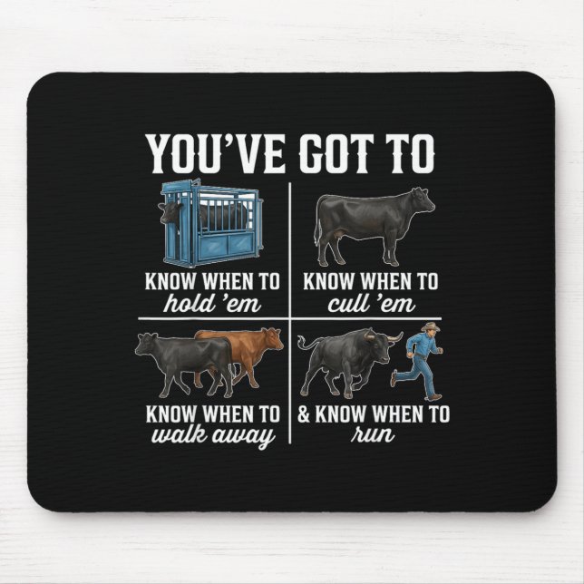Mousepad Você Tem que Saber Quando Segurar Retro Vaca Engra (Frente)
