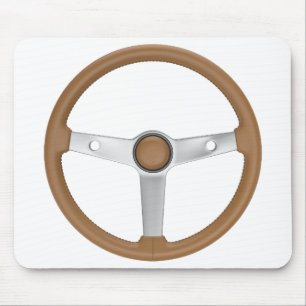 Mousepad Volante de couro marrom de carro esportivo retrô