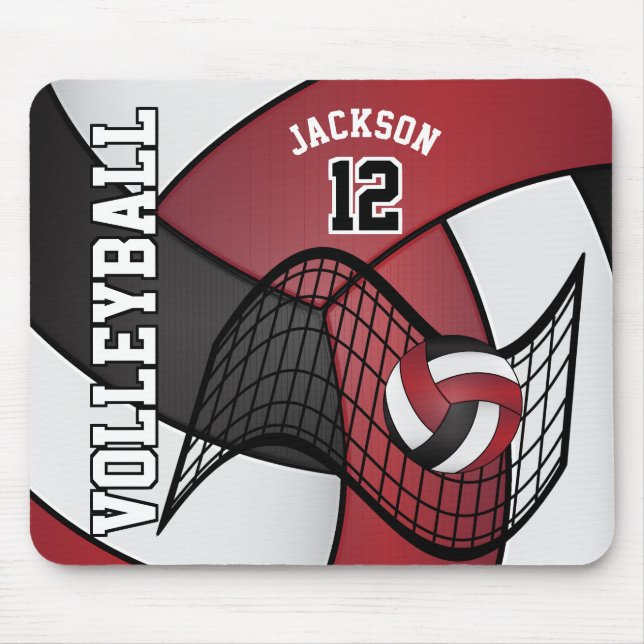 Mousepad Voleibol 🏐 esporte em vermelho escuro, branco e p (Frente)