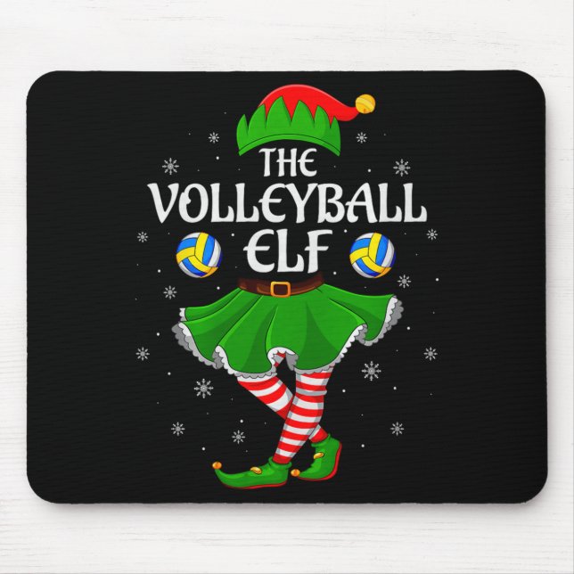 Mousepad Volleyball Elf Christmas Family Girls Women Elf Sq (Frente)