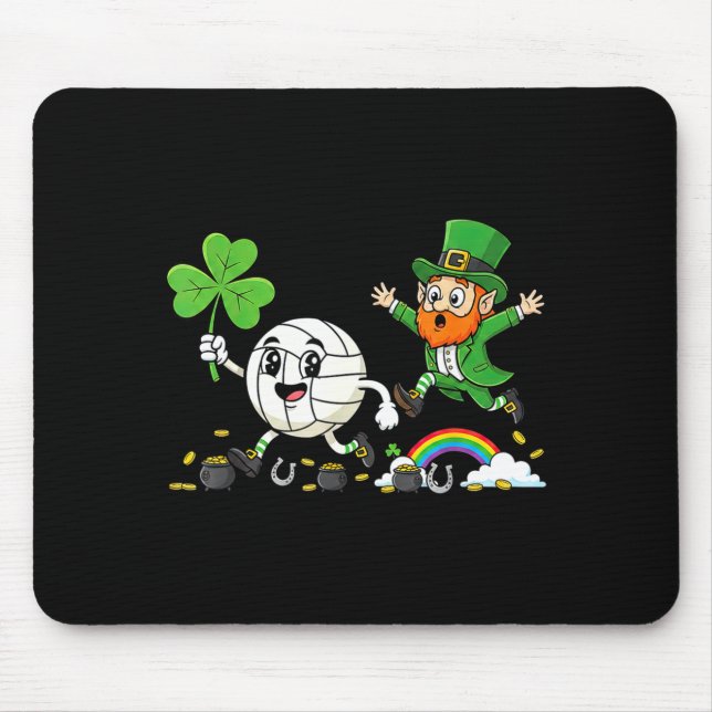 Mousepad Volleyball trevo de shamrock dia de st patricks fe (Frente)