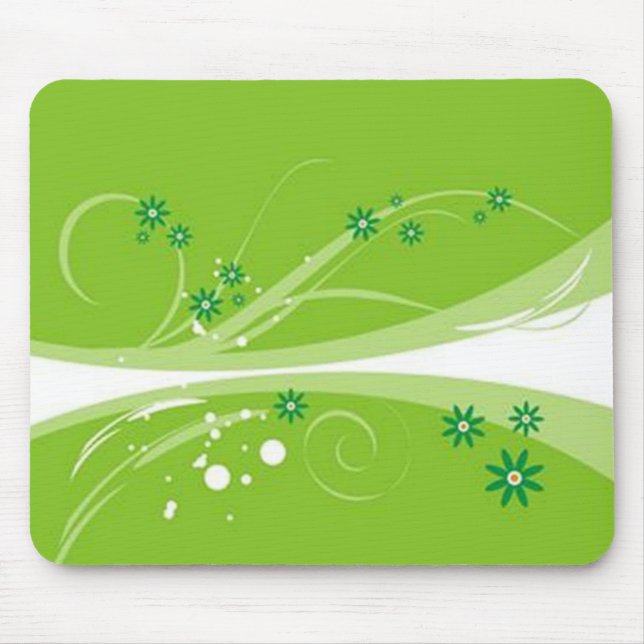 Mousepad Volutes � flores sobre motivo verde - (Frente)