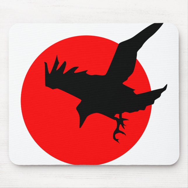 Mousepad Voo Crow Voando Silhouette Raven Voo Sol (Frente)