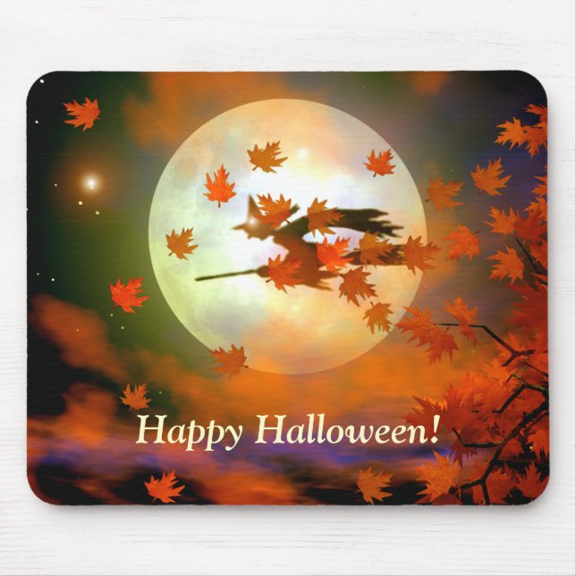 Mousepad Voo da Bruxa de Halloween (Frente)