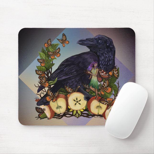 Mousepad Voos de Fantasy Raven Faery Art (Com mouse)