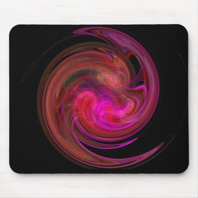 Mousepad VORTEX DE LUZ VERMELHA PRETA, Arte Fractal (Frente)